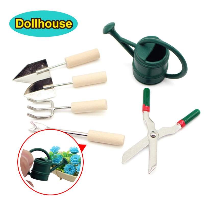 Gardening Tools Kit - ชุดอุปกรณ์ทำสวนจิ๋วสำหรับบ้านตุ๊กตา 1/12 ประกอบด้วย บัวรดน้ำ พลั่ว กรรไกร