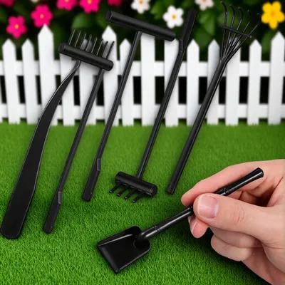 Gardening Tools Rake - ชุดเครื่องมือคราดทรายขนาดเล็ก 6 ชิ้น สำหรับตกแต่งสวนบนโต๊ะทำงาน บำบัดด้วยศิลปะทราย บรรเทาความเครียดอย่างสร้างสรรค์